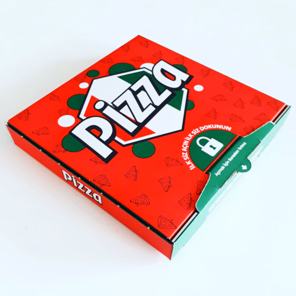 Kilitli Pizza Kutusu 100 Adet 28cm X 28cm X 4,2cm